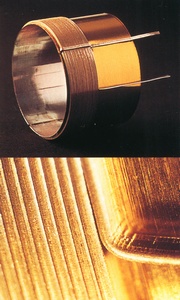 Voice coil and enlarged photograph