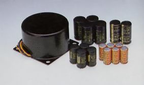 Large power transformer and electrolytic capacitors for audio equipment